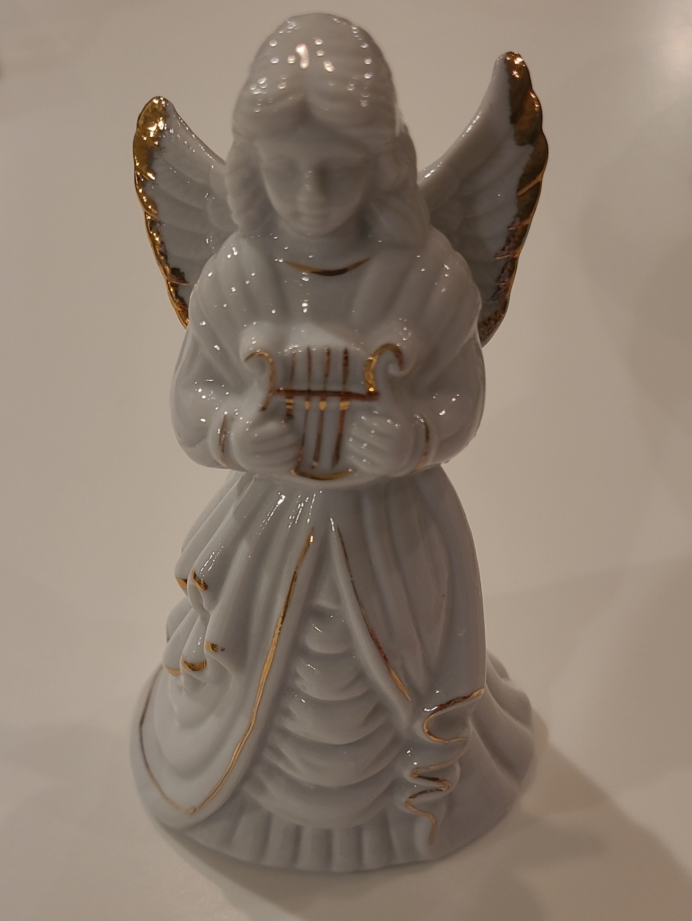 Vintage White and Gold Porcelain Angel Figurine